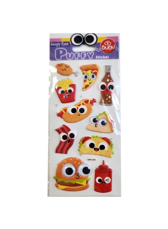 Bu-Bu Googly Eyes Puffy Stıcker Fastfood 9x21 BUBU-SWP-2605