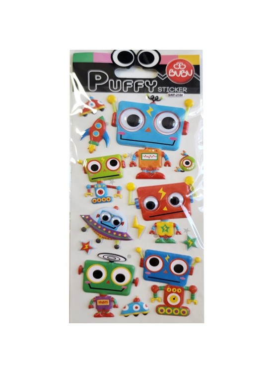 Bu-Bu Puffy Stıckers Oynar Gözlü Robotlar 9x21 BUBU-SWP-2104