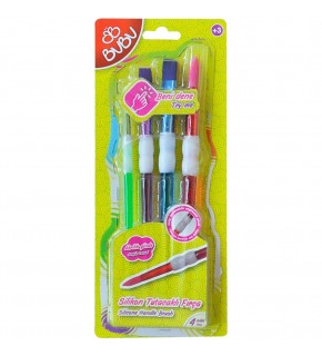 Bu-Bu Silikon Fırça Tutacaklı 4 LÜ BUBU-FR0003
