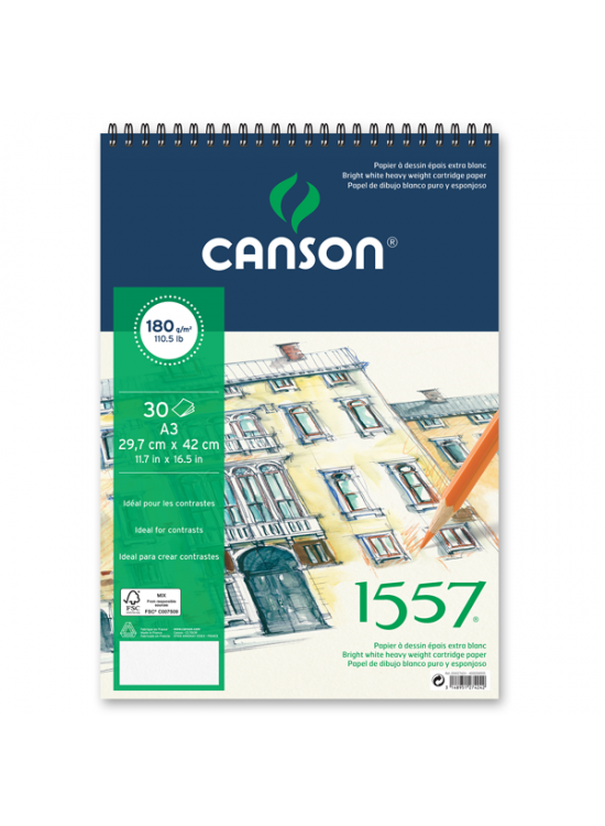 Canson 1557 Resim Ve Çizim Blok 180 GR A4 20 YP Üstten Spiralli