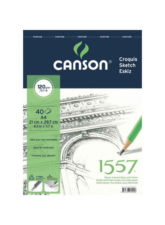 Canson Teknik Resim Defteri Blok Üstten Spiralli 40 YP A4 120 GR FCNS12040A4US