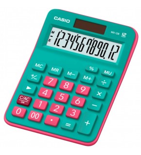 Casio Hesap Makinesi Masa Üstü 12 Hane Yeşil+Pembe MX-12B-GNRD
