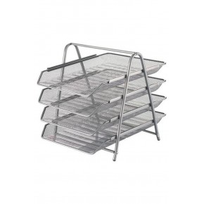 Cassa Evrak Rafı Metal Perforeli 4 LÜ Gümüş 8934