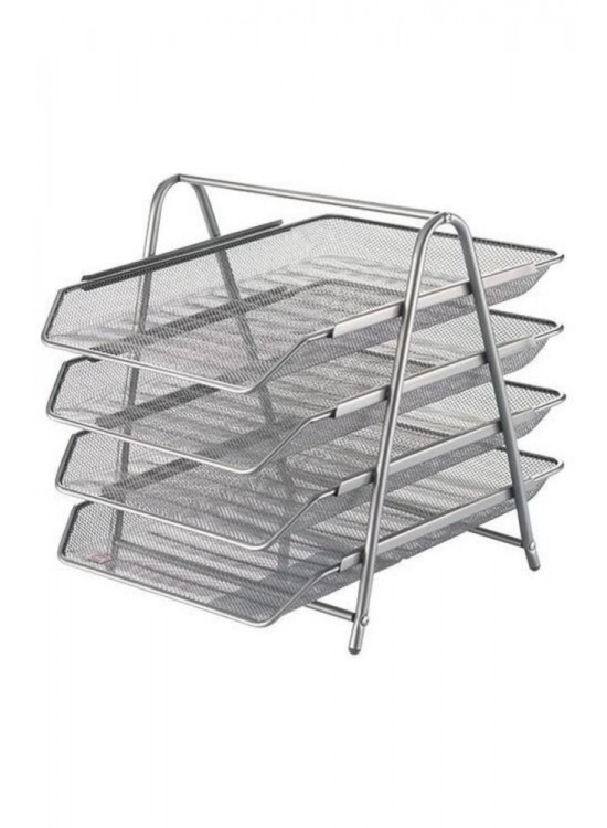 Cassa Evrak Rafı Metal Perforeli 4 LÜ Gümüş 8934