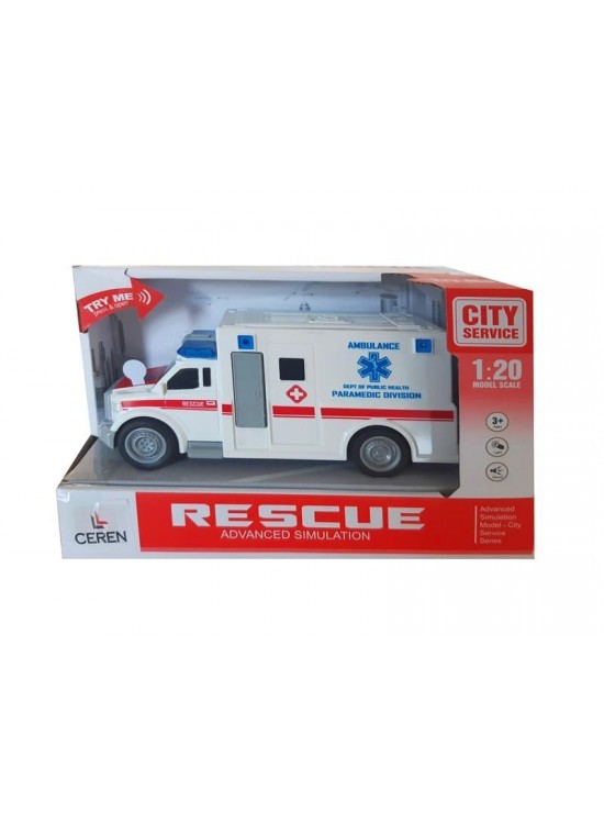 Ctoy Işıklı ve Sesli Sürtmeli Ambulans 1:20