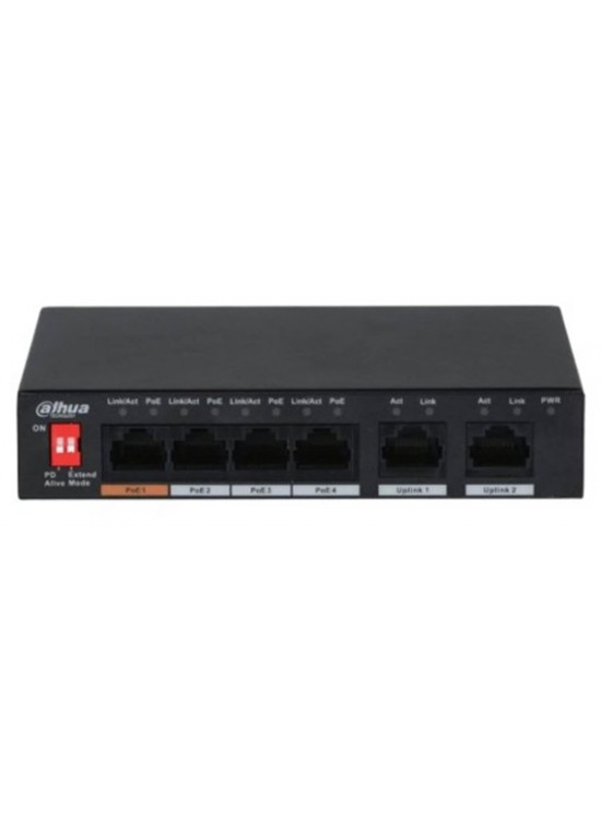 Dahua PFS3006-4ET-60 6 Port 10-100 (4 Poe + 2fe Uplınk Toplam 60W Poe)