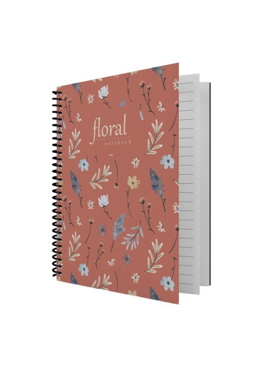 Dilman Defter Floral Serisi 16x22 80 YP Çizgili 6406