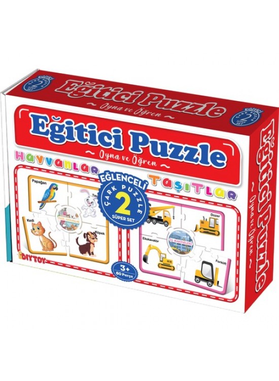 Dıy Toy Çark Eğitici Puzzle Hayvanlar-Taşıtlar 1963