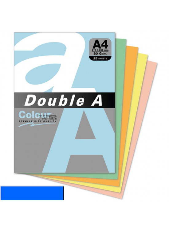 Double A Renkli Kağıt 25 Lİ A4 80 GR Koyu Mavi