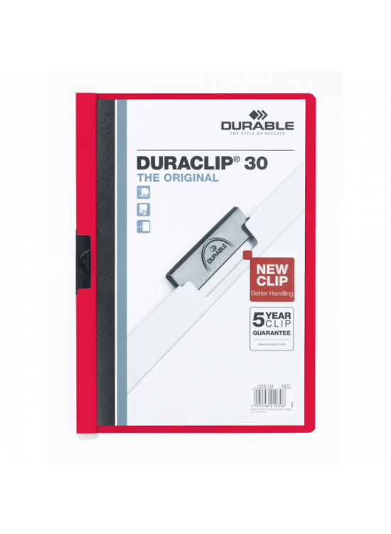 Durable Sıkıştırmalı Dosya DuraClip Ortadan Klipsli 30 Syf A4 Kırmızı 2200