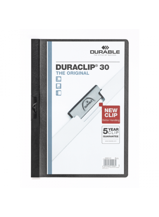 Durable Sıkıştırmalı Dosya DuraClip Ortadan Klipsli 30 Syf A4 Siyah 2200
