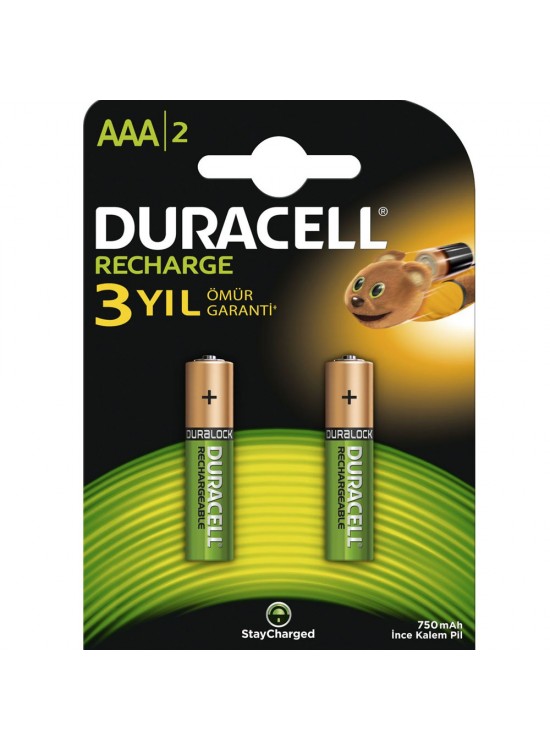 Duracell Şarjlı İnce Kalem Pil (AAA) 750 MAH 2 Lİ