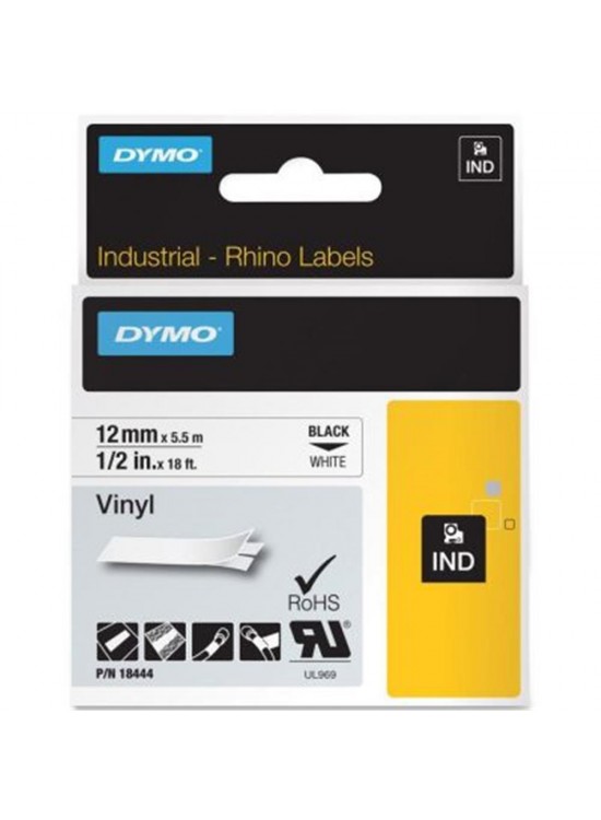 Dymo RhinoPRO Renkli Vinil 12mmx5,5m Sarı-Siyah 18432
