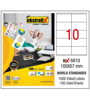 Ekstrafix Laser Etiket 100 YP 105x57 Laser-Copy-Inkjet FİX-5610