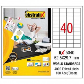 Ekstrafix Laser Etiket 100 YP 52,5X29,7 Laser-Copy-Inkjet FİX-5040