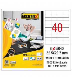 Ekstrafix Laser Etiket 100 YP 52,5X29,7 Laser-Copy-Inkjet FİX-5040