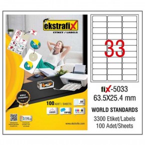 Ekstrafix Laser Etiket 100 YP 63,5X25,4 Laser-Copy-Inkjet FİX-5033
