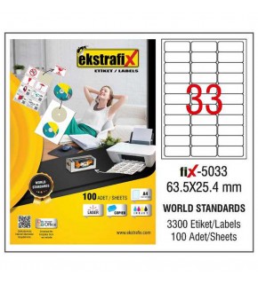 Ekstrafix Laser Etiket 100 YP 63,5X25,4 Laser-Copy-Inkjet FİX-5033