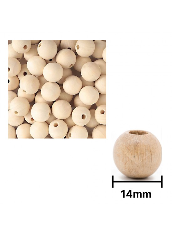 Esmay Ahşap Boncuk Krem Askılı 14Mm Yuvarlak