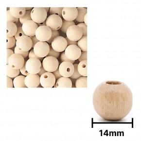Esmay Ahşap Boncuk Krem Askılı 14Mm Yuvarlak