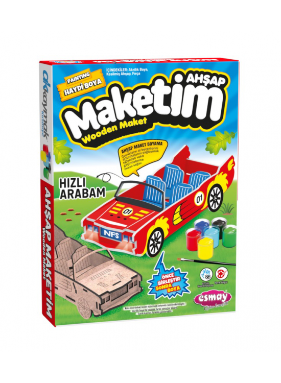 Ahşap Maket Boyama Hızlı Arabam 3068