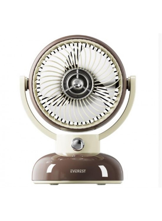 Everest EFN12 Kahve 1200mAh 3 Hız Kademe Led Işıklı Retro Masaüstü Usb Fan