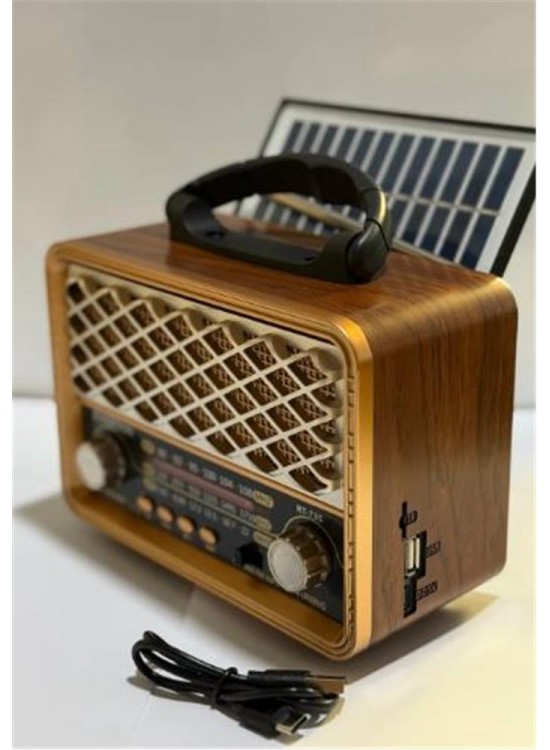 Everton Rt-735 Solar Enerjili Nostajık Radyo Bluetooth usb-fm-radyo