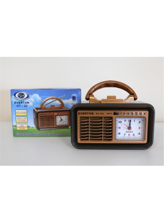 Everton Rt-749  Bluetooth Fm-Usb-Tf-Aux  Şarjlı Nostaljik Radyo