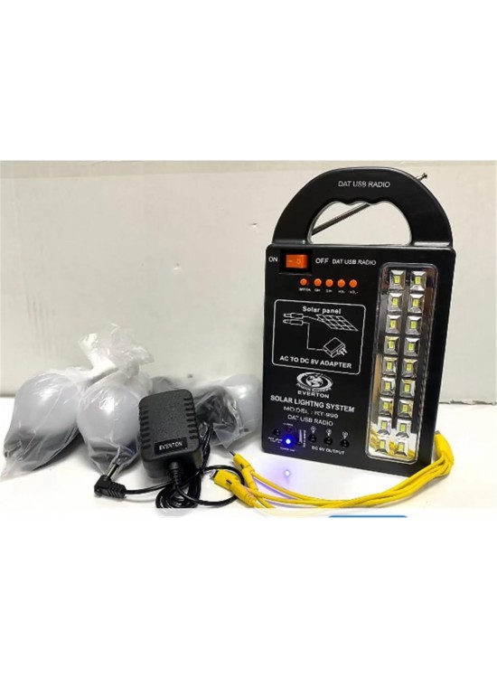 Everton Rt-999 SolarPanelli -Ledli Güneş Enerjili Radyo Usb- 3 Adet Ampul Şarjlı (Solar 9V-3.5W)