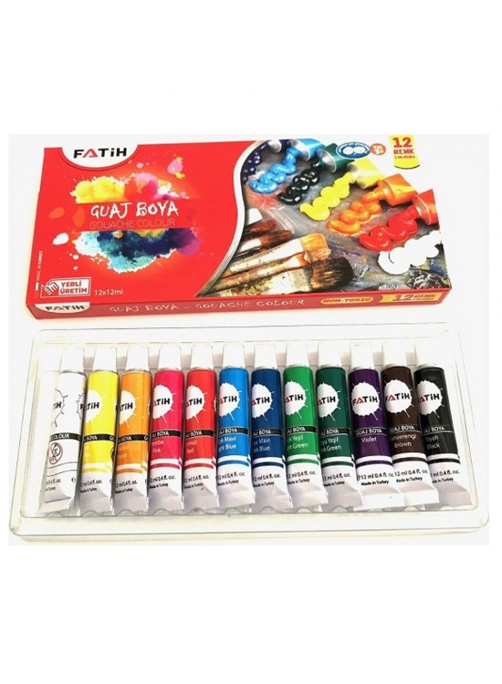 Fatih Guaj Boya Tüplü 12 Renk 12 ML 50521