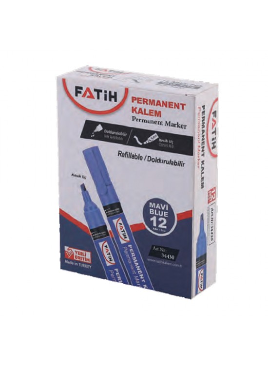 Fatih Markör Permanent Kesik Uç Mavi 34430 (1 Adet)