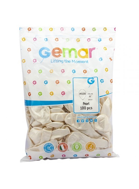 Gemar Metalik Balon Gm110 28Cm 100 Lü Beyaz 028