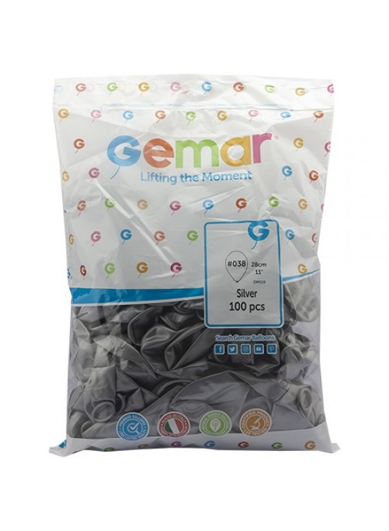 Gemar Metalik Balon Gm110 28Cm 100 Lü Gümüş 038