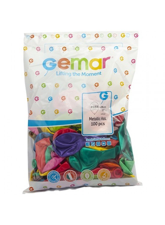 Gemar Metalik Balon Gm110 28Cm 100 Lü Karışık #082