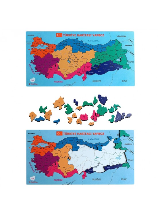 Gift Plus Ahşap Türkiye Haritası Yapboz 20x40