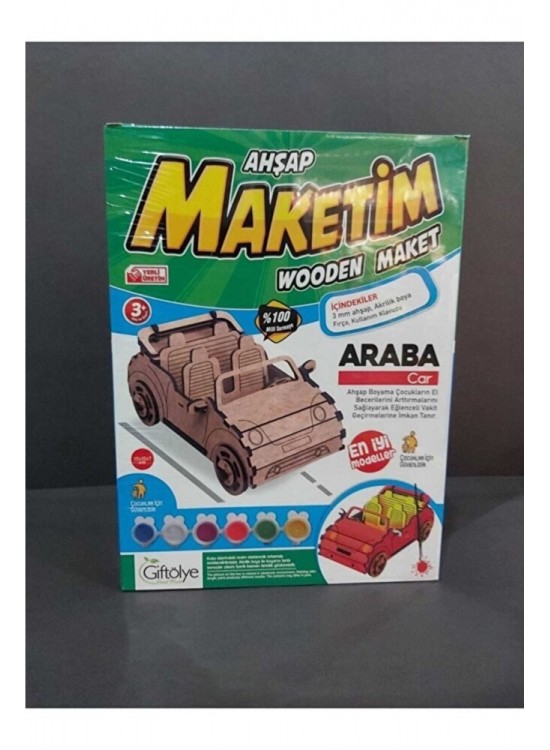Giftölye 3D Ahşap Araba