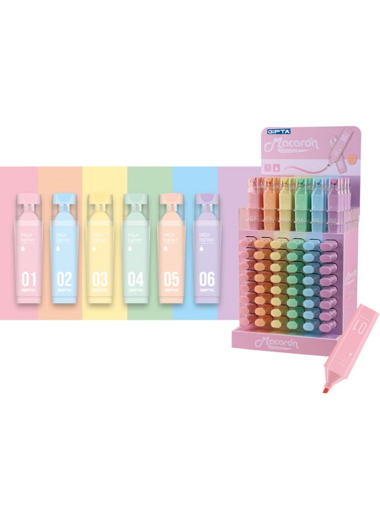 Gıpta Fosforlu Kalem Macaron Pastel 180 Li Stand