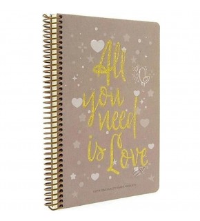 Gıpta Love Book İp.Dk.Sert Kapak Defter 19x26 120 YP Kareli 5377