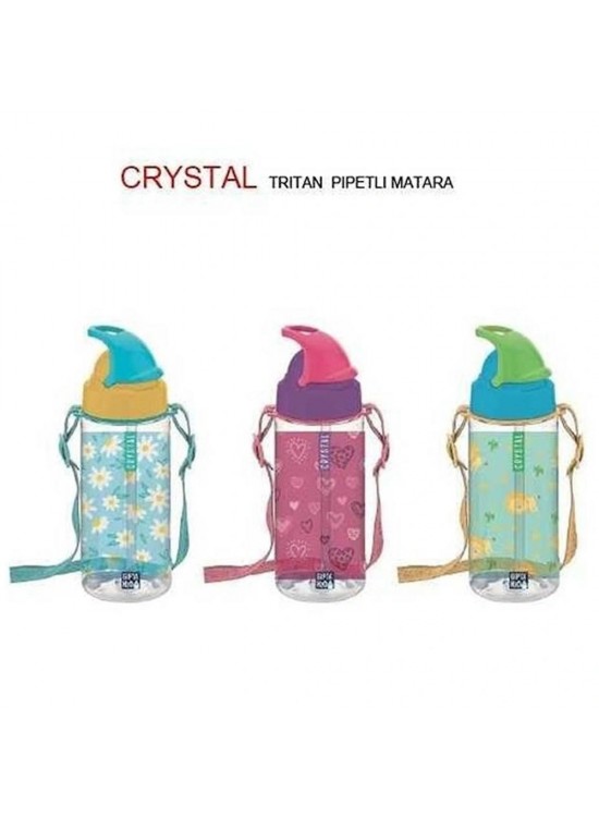Gıpta Matara Crystal Tritan Desenli Pipetli 500 CC K7507