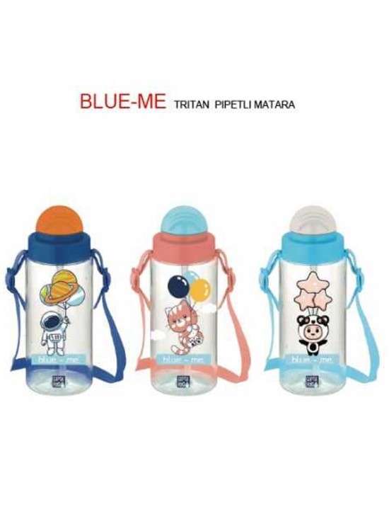 Gıpta Matara Mavi-Me Tritan Desenli Pipetli 500 CC