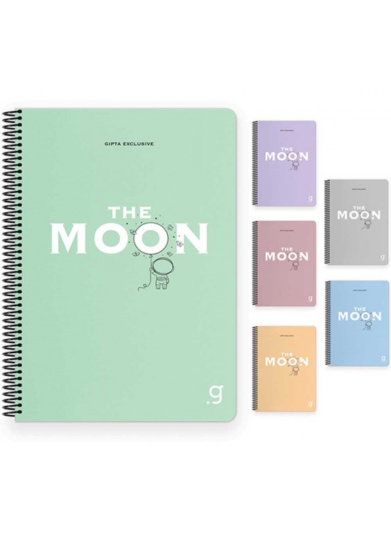 Gıpta Moon Spiralli Plastik Kapak Defter A4 80 YP Çiz. 6956