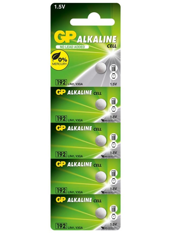 GP GP192-C5 LR41 AG3  Alkalin Düğme Pil 5'li Paket