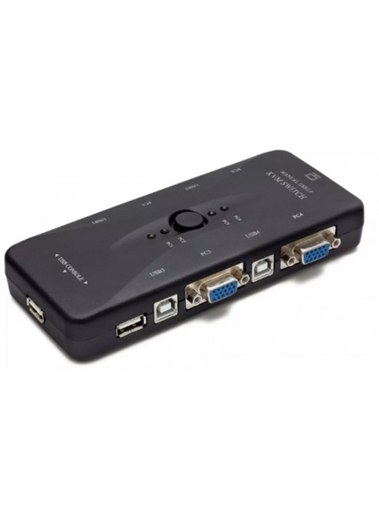 Hadron Hd230 Vga Usb Kvm Switch 4Giriş 1Çıkış Siyah 4 Farkı Bilgisayarı Tek Ekrana Bağlar
