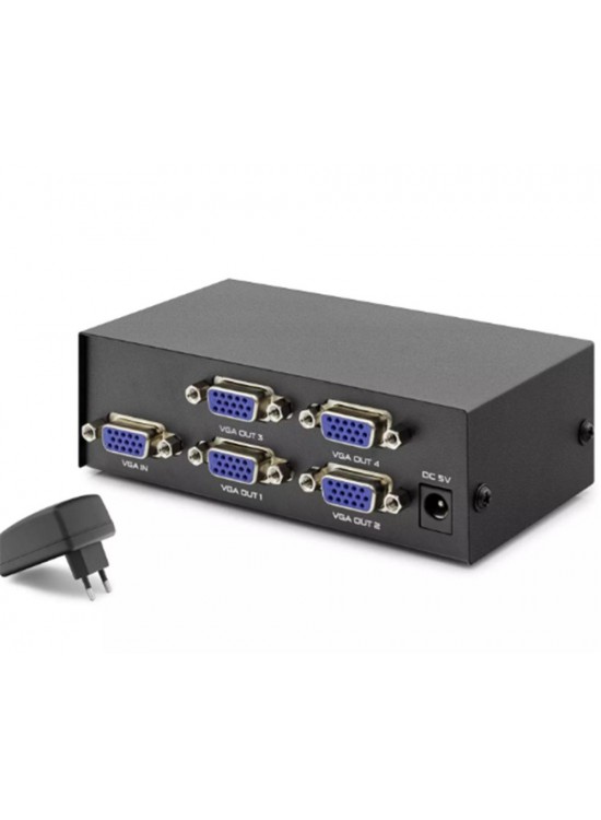 Hadron Hdx1278 4 Port Vga Splitter 200Mhz 1-In 4-Out Siyah