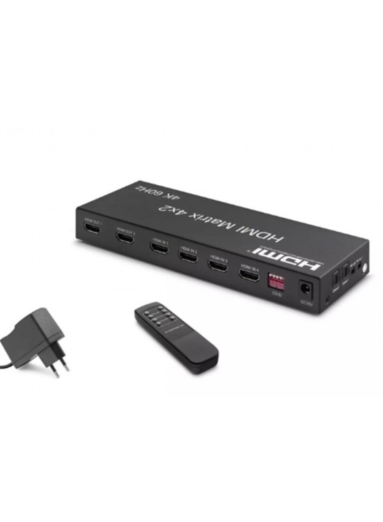 Hadron Hdx1334 Hdmi Switch & Splitter 4-In 2-Out Matrix Siyah 4K HDMI Girişi: 4 HDMI Çıkışı: 2