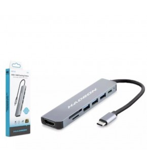 Hadron Hdx7835 Type-C Hdtv Combo Hdmi 4K 30Hz 3-Usb3.0 + Sd + Tf 7In1 Gri