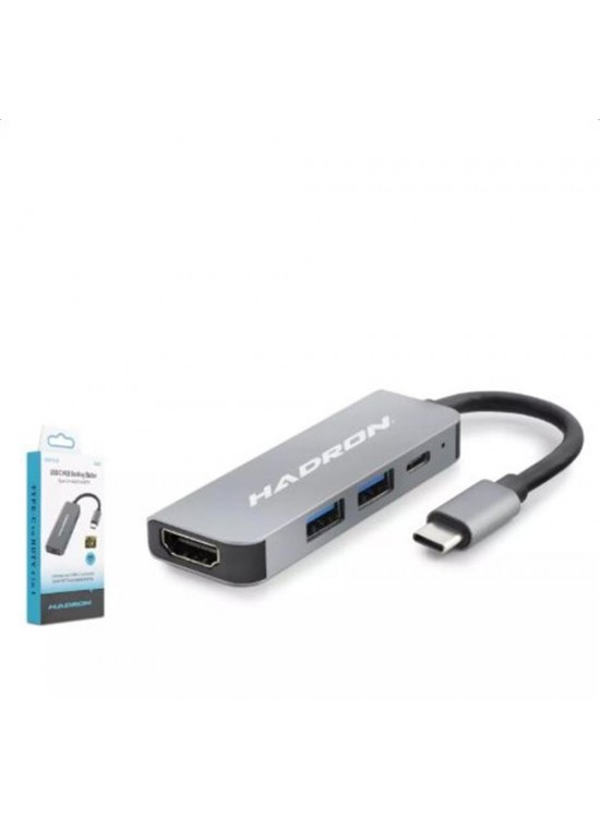 Hadron Hdx7840 Type-C To Hub Hdtv Hdmi 4K 30Hz + Type-C + 2-Usb3.0 4In1 Gri