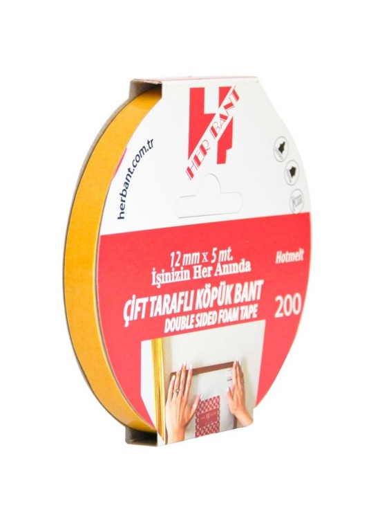 Her Bant Çift Taraflı Köpük Bant Askılı 12x5 Mt 2000