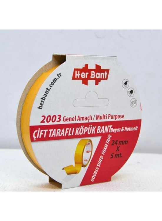 Her Bant Çift Taraflı Köpük Bant Askılı 24x5 Mt 2003