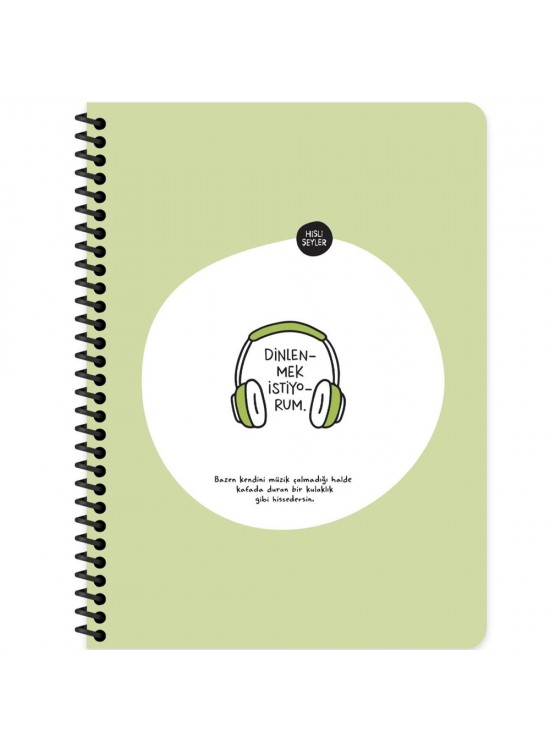 Hisli Şeyler Stickerli Defter Dinlenmek İstiyorum 16,5x22,5 80 Yp.Çiz